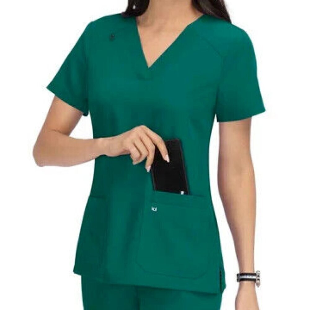 NWT koi Next Gen Hustle and Heart Women's 3-Pocket Stretch Scrub Top XS Green
